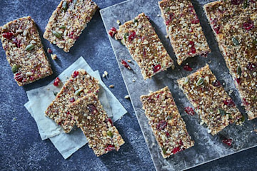 No-Bake energy bars place on plate