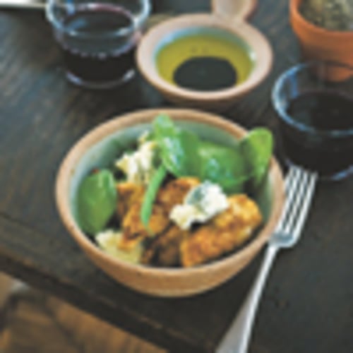 MJ’s warm salad of spinach, chicken and blue cheese recipe