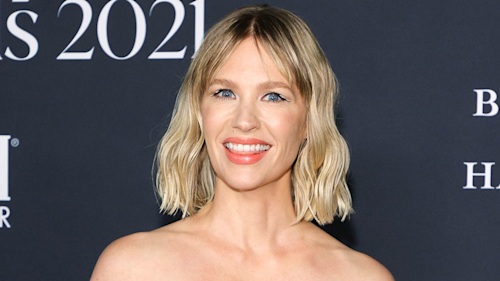 January Jones turns heads in chic crop top for rare outing with son Xander