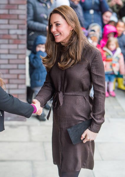 Kate Middleton highlights baby bump in brown Hobbs dress | HELLO!