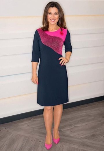 Susanna Reid brings the Monday sparkle in daring pink and navy dress ...