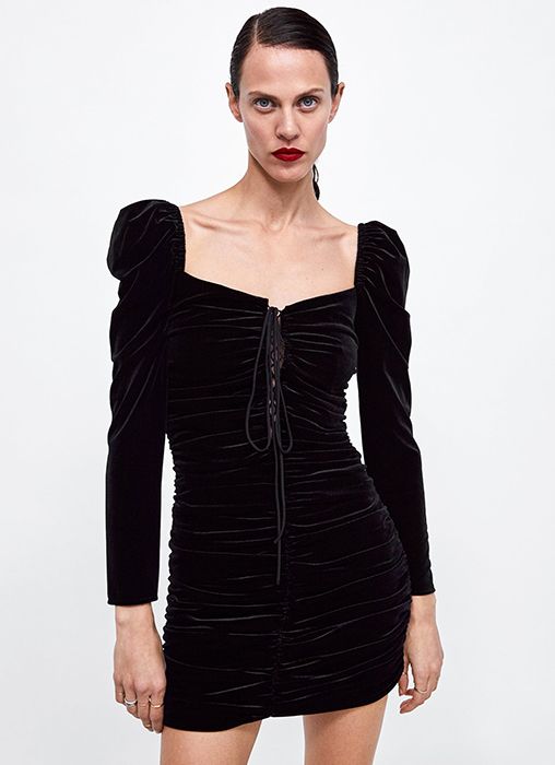 velvet black dress zara