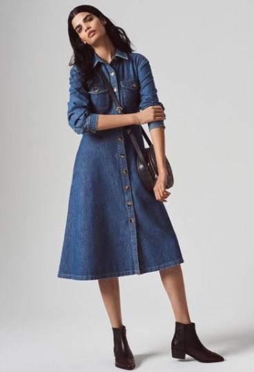 m and s denim dress