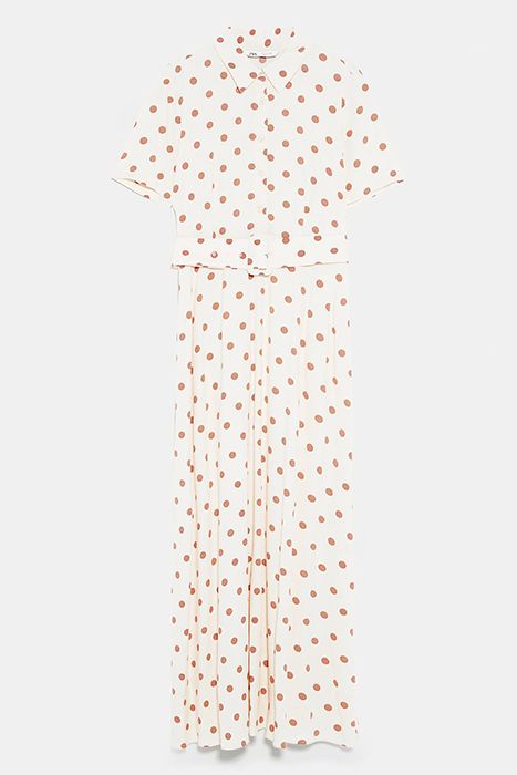 zara cream spot dress