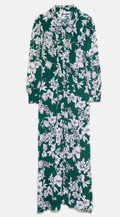 zara blue green floral dress