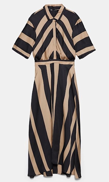 Amanda Holden's gold & black stripe Zara dress is a Christmas party ...