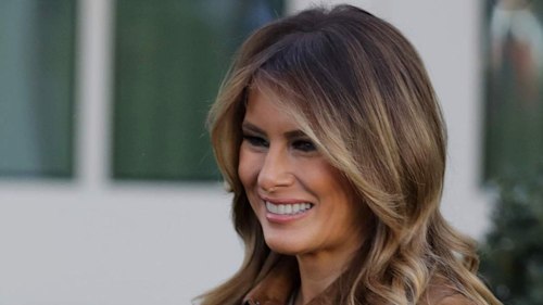 Melania Trump continues to give us coat envy in a monochrome Alexander McQueen jacket