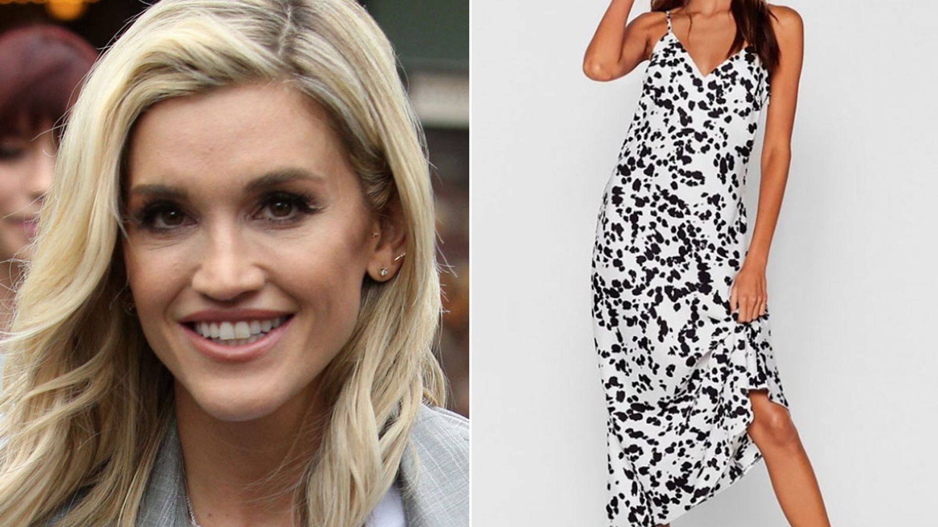 Ashley Roberts surprises in a quirky cow print dress - and it's only £