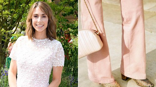 Alex Jones' £22 Warehouse shirt goes perfectly with her bold pink trousers