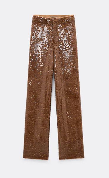 gold sequin trousers zara