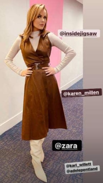 Amanda Holden's plunging leather dress and knee-high boots will leave