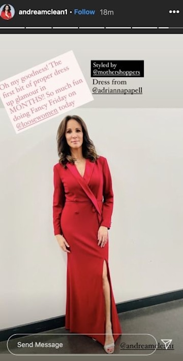 Loose Women's Andrea McLean surprises in ravishing red satin gown | HELLO!