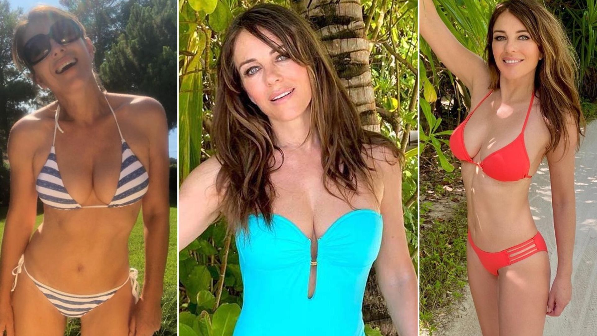 Overdreven nicht Beangstigend Elizabeth Hurley's sizzling bikini snaps - from plunging swimsuits to  string two-pieces | HELLO!