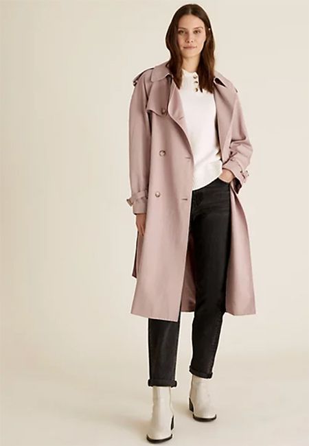 red trench coat leather