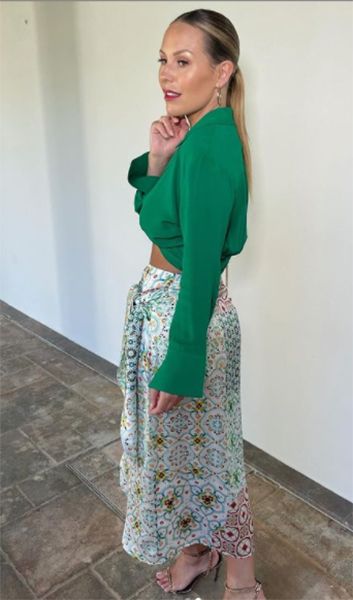 green wrap skirt zara