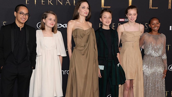 Angelina Jolie's daughter Zahara, 16, wears her Oscars gown to Eternals ...