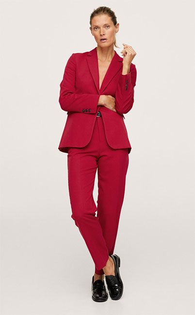 mango red trouser suit