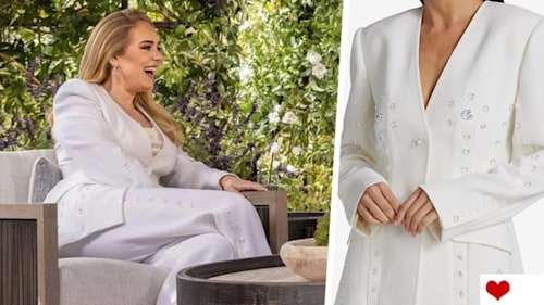 Adele wows in white rhinestone suit and nude camisole for huge Oprah interview 