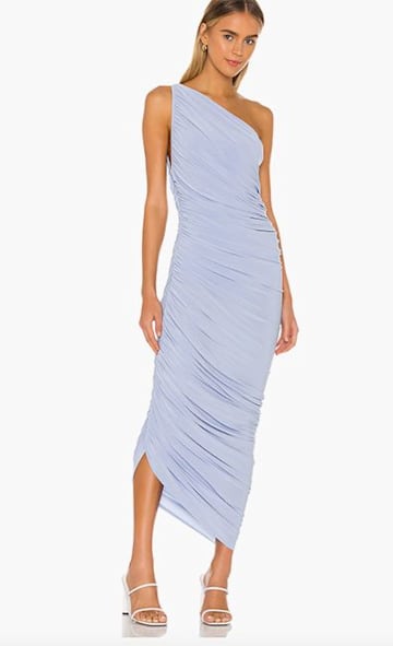 Carrie Bradshaw's blue one-shouldered 'Diana' dress is not as expensive ...