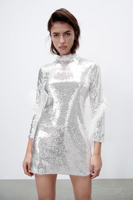 zara white sparkly dress