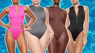 flattering body shaping zip front one piece skims