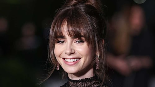 Lily Collins has an Emily in Paris moment in striking mini dress and mega heels