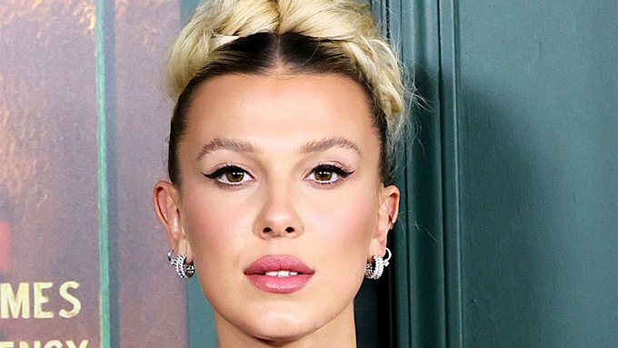 Millie Bobby Brown smouldering for a close up photo.