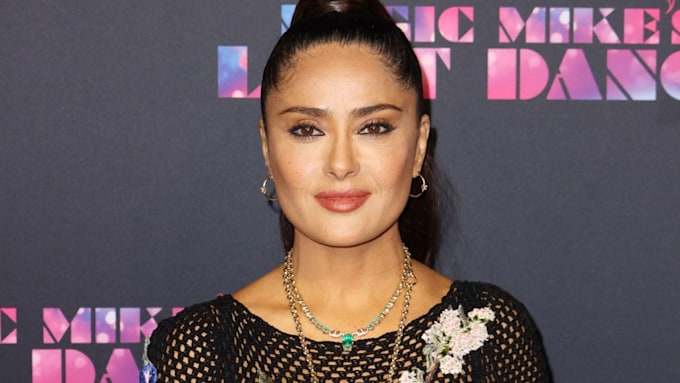 salma hayek on the red carpet in miami