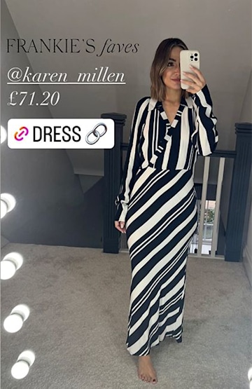 frankie bridge instagram in black and white midi dress