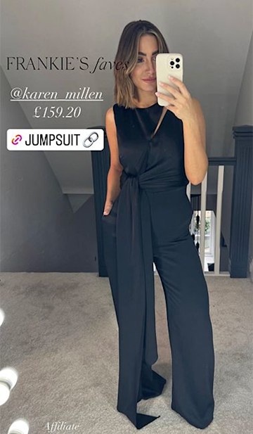 frankie bridge instagram in black jumpsuit