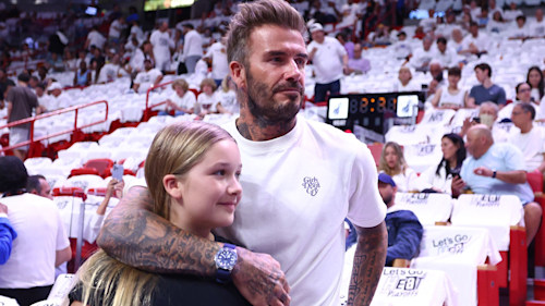 Harper Beckham twins with dad David in chicest suit and surprises us all