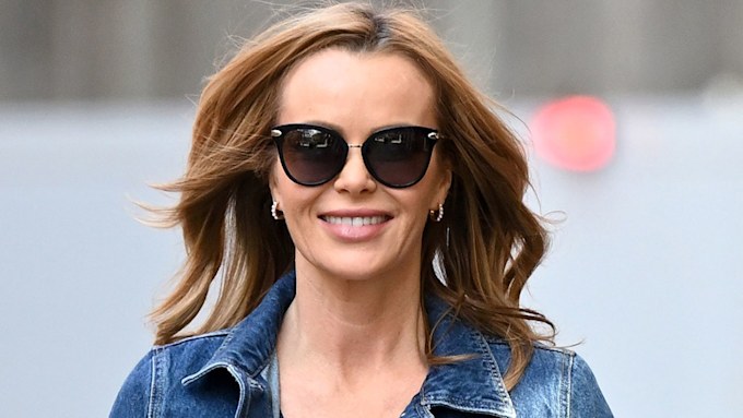 Amanda Holden is a vision in fitted tweed pencil skirt as she makes