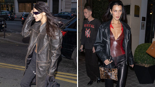 Bella Hadid goes hell for leather during Paris Fashion Week