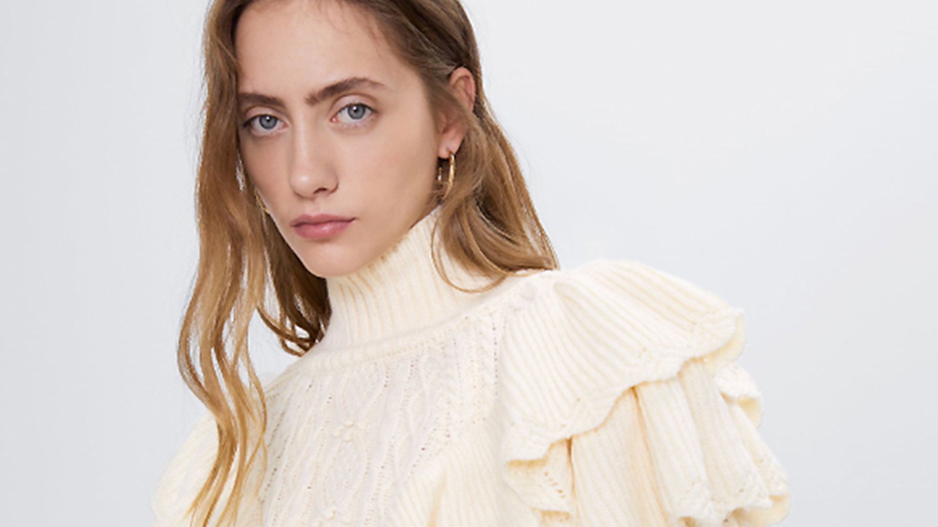 zara white frill jumper