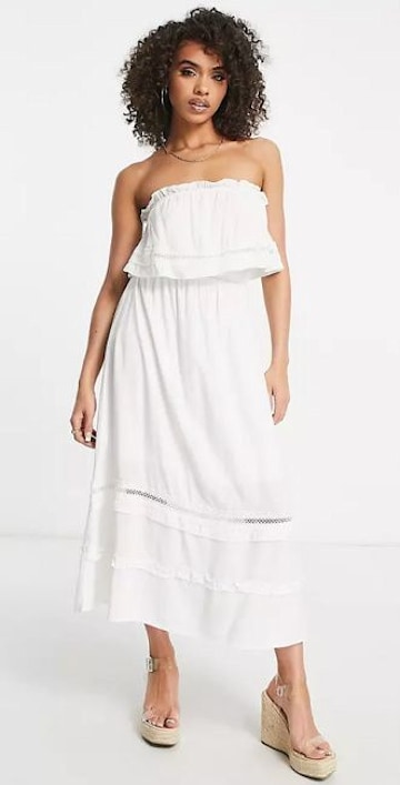 asos tiered strapless bandeau dress