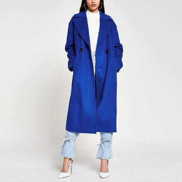 river island blue slouch coat