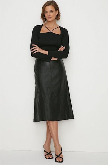 Oasis-leather-midi-skirt