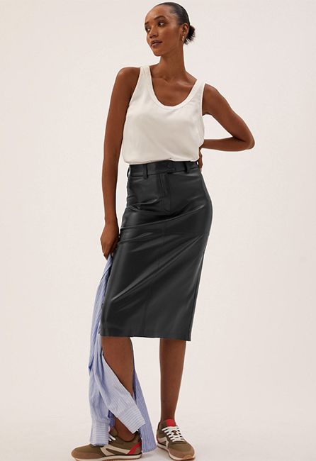Burberry Brit Leather Skirt black elegant Fashion Skirts Leather Skirts 