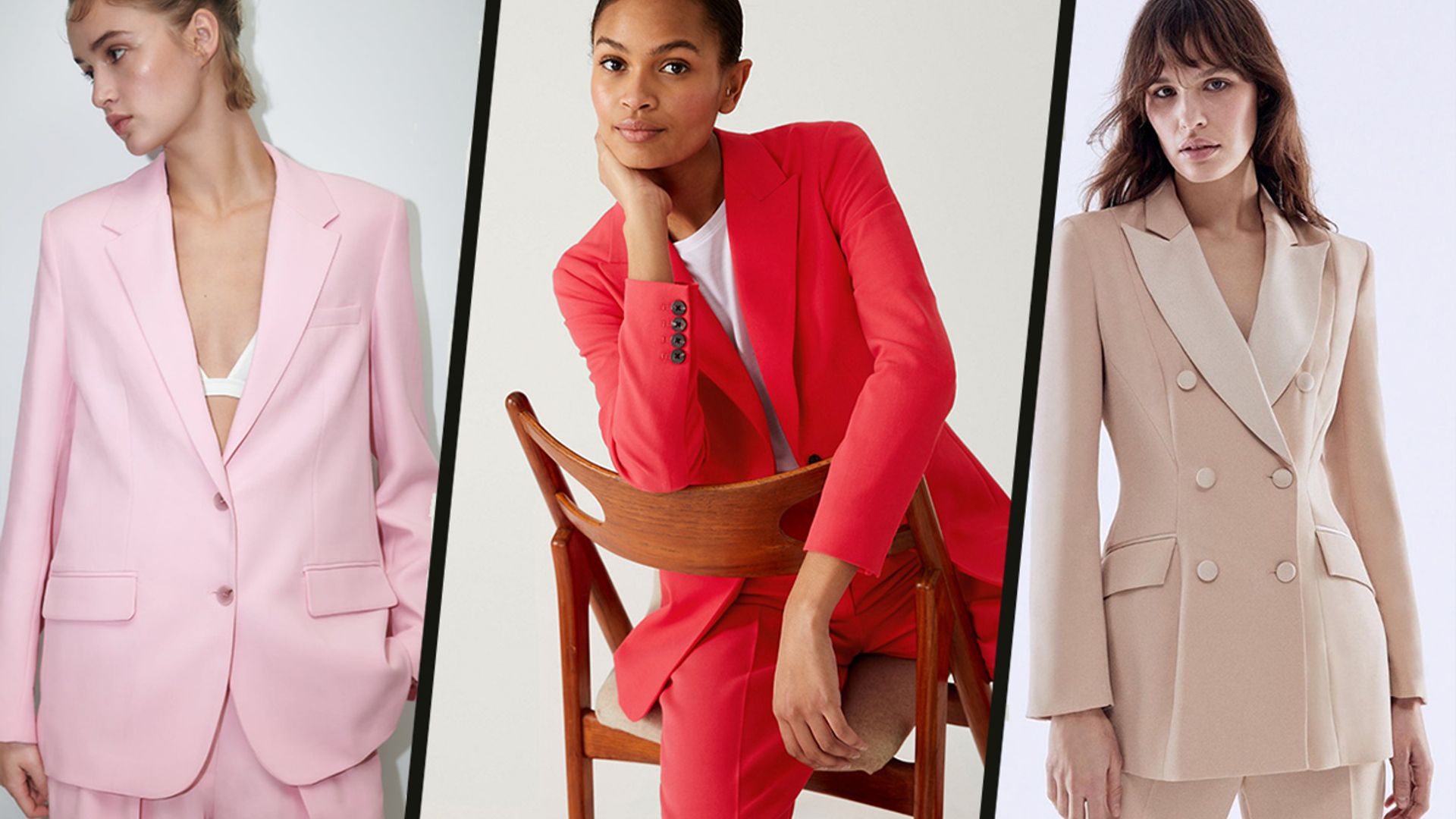 m and s pink trouser suit