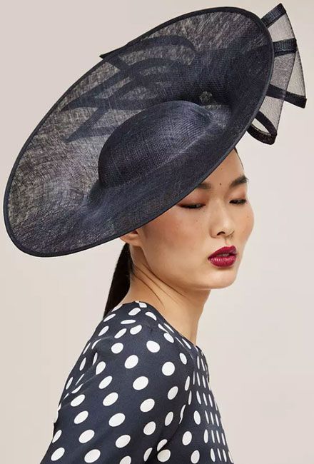 Large Headband and clip polka dot fascinator hat wedding royal ascort races 