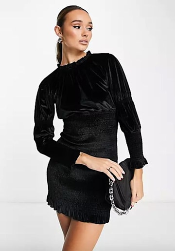French Connection black velvet dress