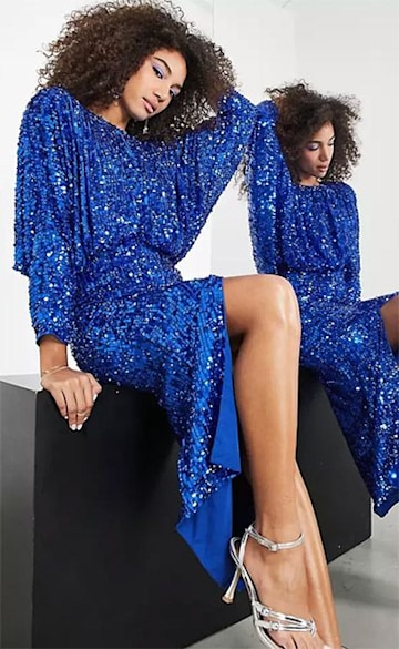 blue sequin dress