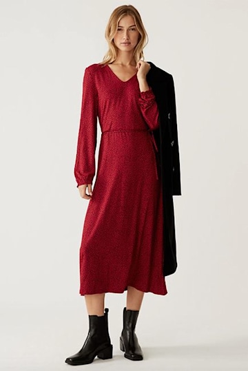 Marks-and-spencer-red-midi-dress