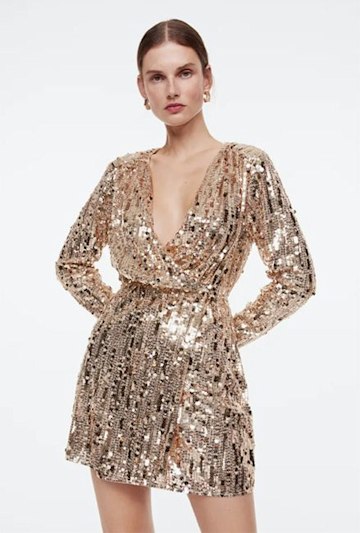 gold sequin mini dress h and m