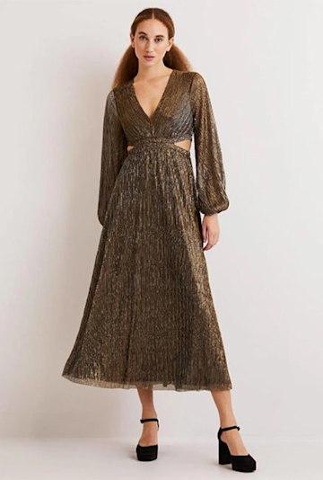 boden gold midi dress