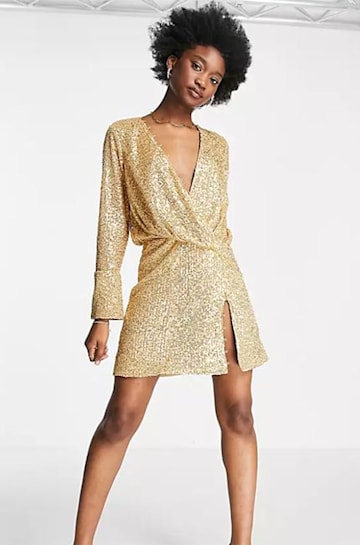 gold embellished mini dress asos 