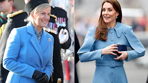 The Countess of Wessex takes style tips from Kate Middleton with chic blue coat  
