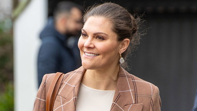 Crown Princess Victoria wows in the sharpest check suit by Acne | HELLO!