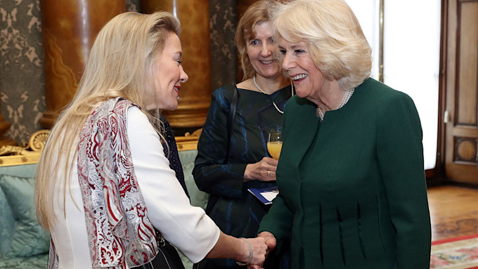 The Duchess of Cornwall is glamorous in green as she hosts University ...