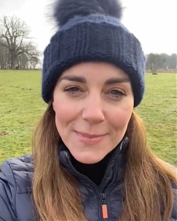 kate middleton blue barbour jacket pom pom hat